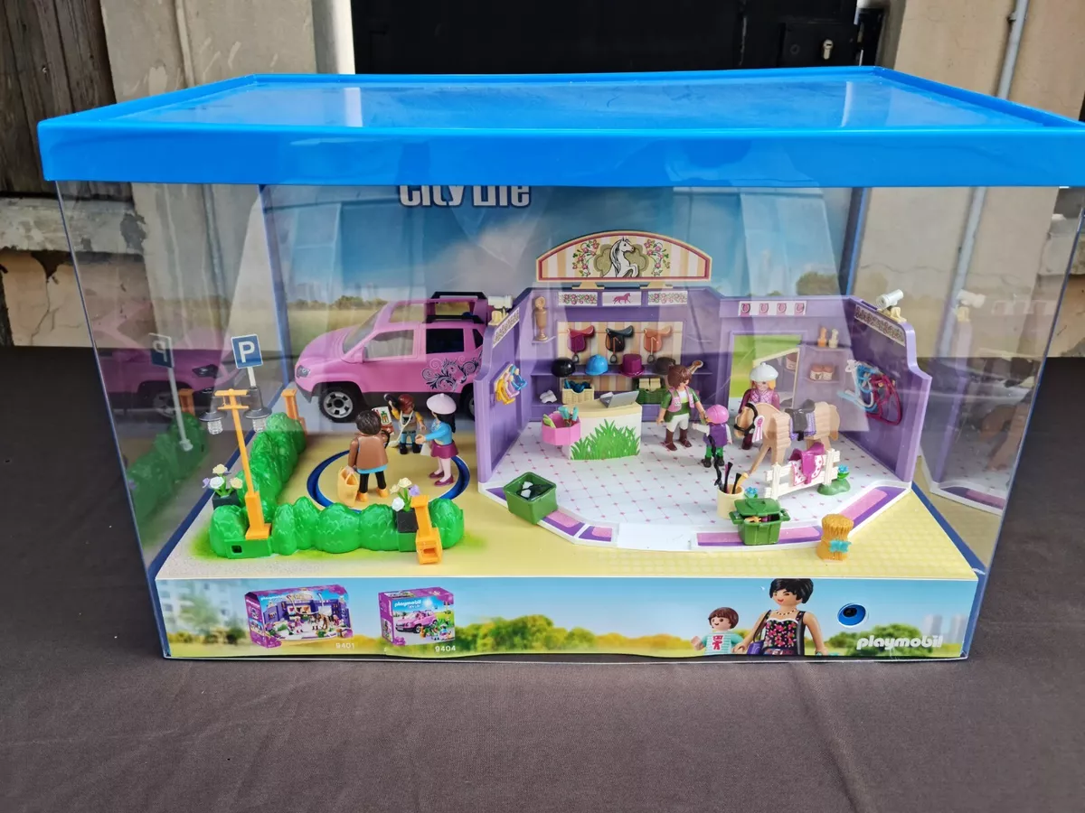 Playmobil city life 9401 et 9404- Vitrine publicitaire rotative - Éclairage  led