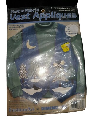Fashion Art by Dimensions 80370 Winter Evening Felt Vest Appliques 1995 NIP