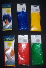 Pom Pom Head Fun Wig Clown Team Spirit OSFM Blue Orange Yellow Halloween