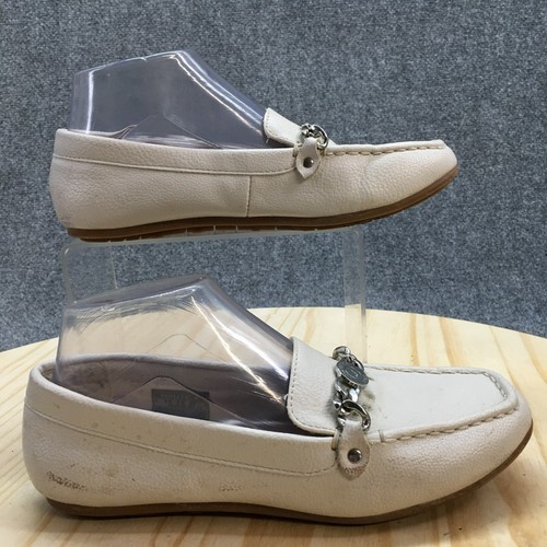 Nautica Shoes Womens 7 Raintree Loafer Flat Cream Faux Leather Casual Square Toe