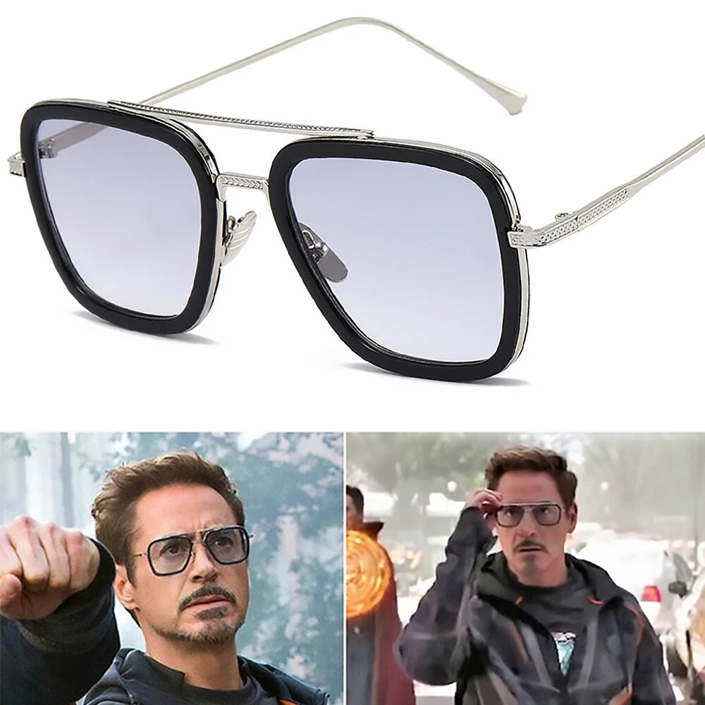 Tony Stark Sunglasses Men Square Metal Avengers Iron Man Sun Glasses  Eyewear Hot