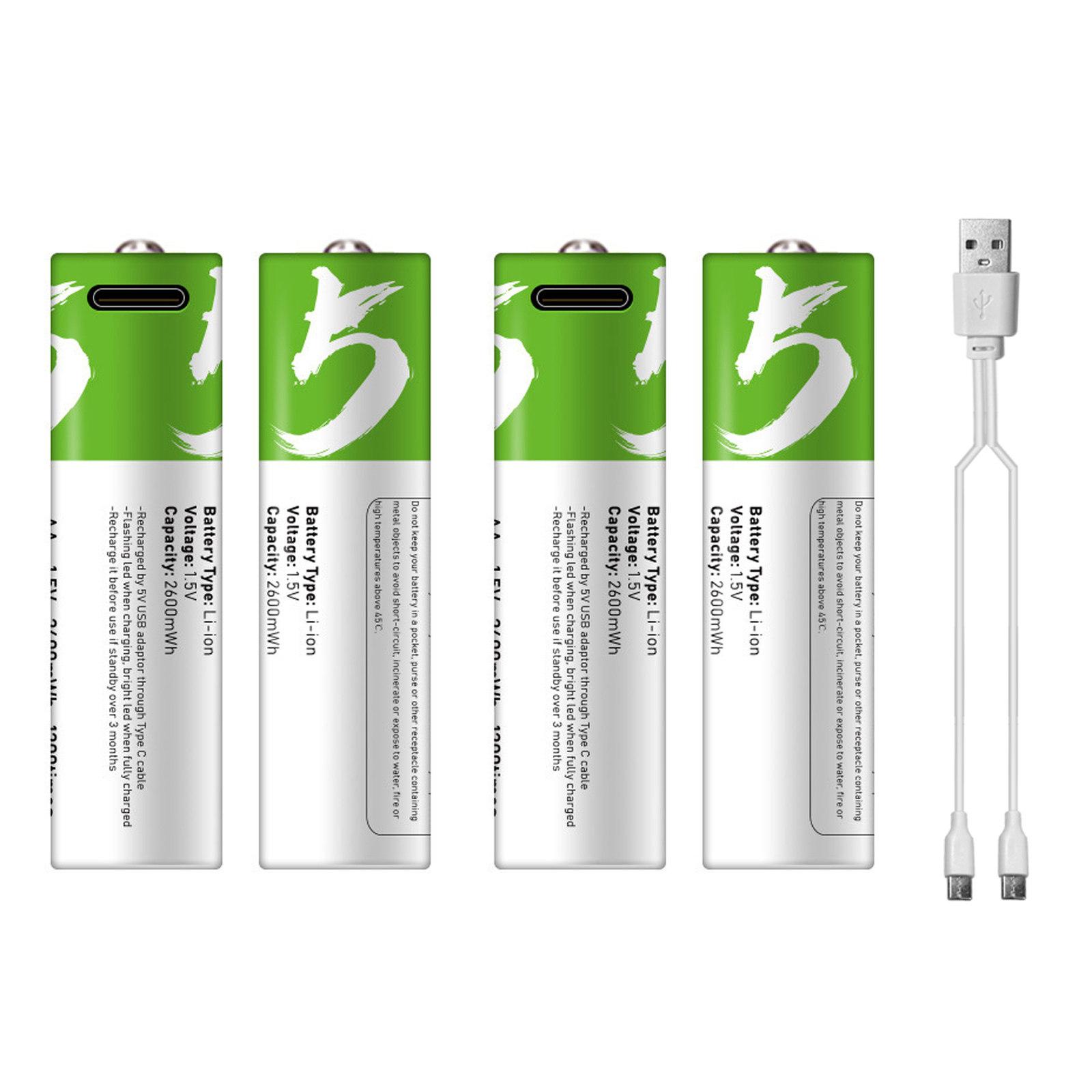 Type-C Rechargeable AA Battery 1.5V 2600mWh High Capacity A0C9