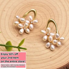 Pendientes de perlas naturales de agua dulce bohemio barroco encanto colgante gota plata 925