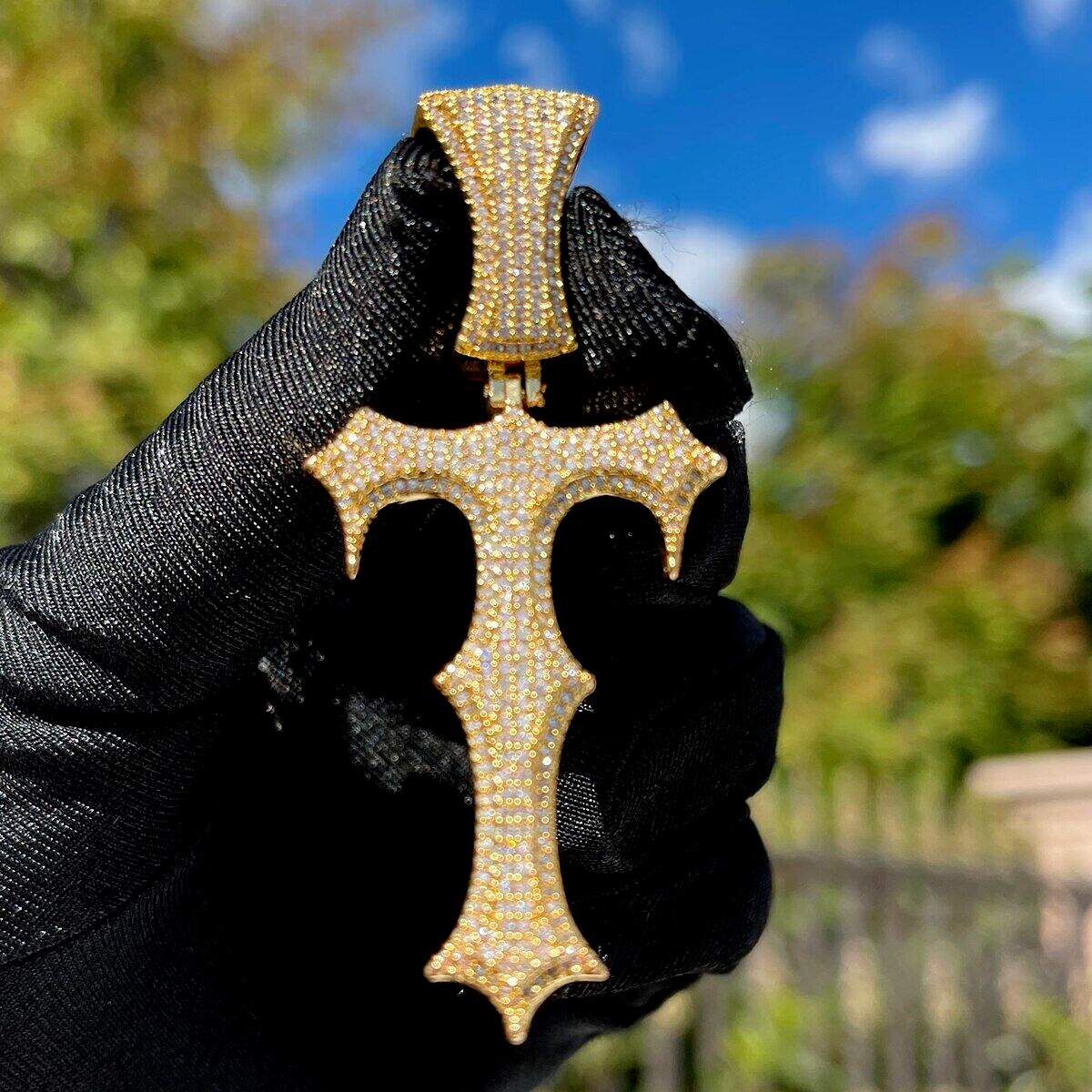 Pendant Designs 14K Gold Plated 6mm Men Tennis Diamond Necklace