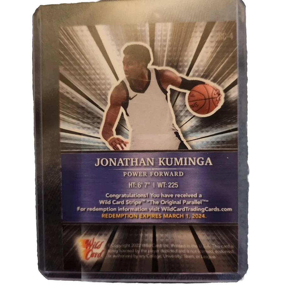 Jonathan Kuminga Wildcard  100 Stripe !!! Very Rare RC  - Image 2 of 2