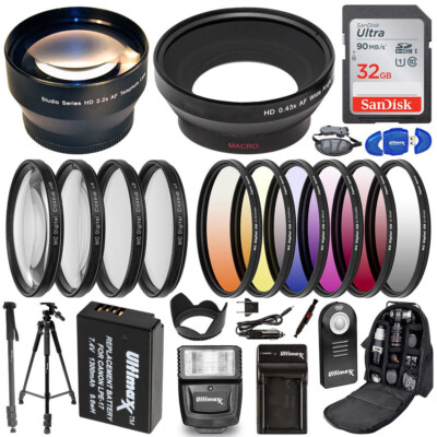 Ultimate 58MM Accessory Kit for Canon EOS Rebel SL2 SL3 T6i