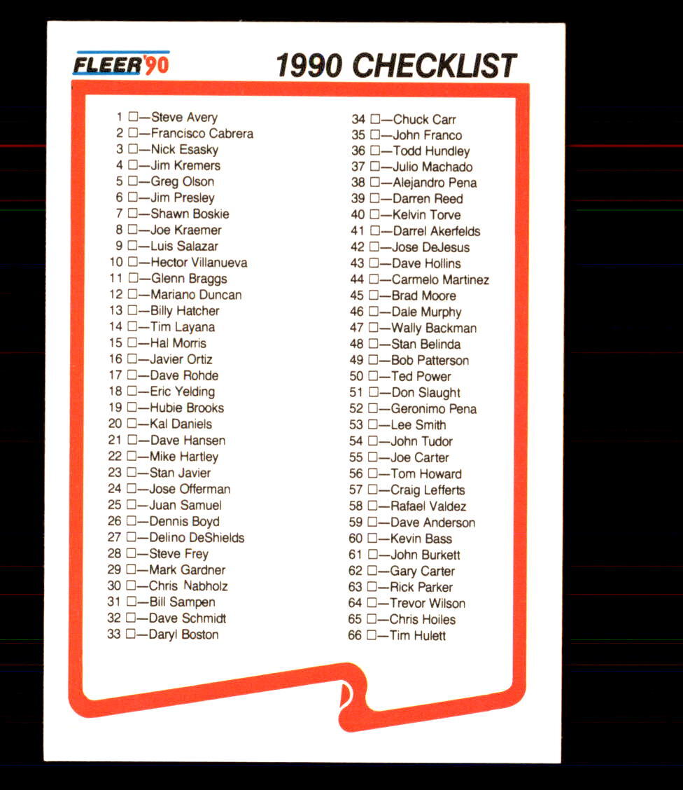 1990 Fleer Update #NNO Checklist
