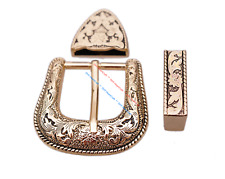 Western Cowboy Silver Flower Engraved Belt Pin Buckle 3pc//Set Fits 1-1//8/" Strap