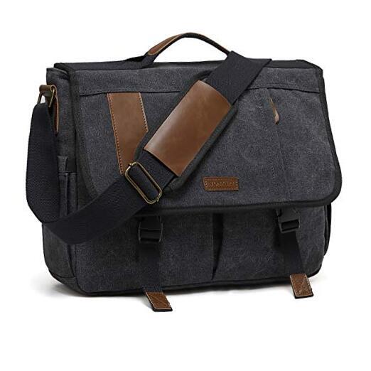 Messenger Bag for Men,Water Resistant Canvas 15.6 inch Fits