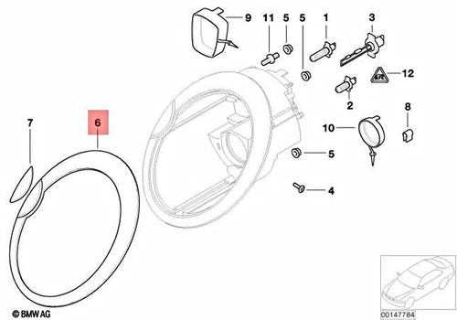 NEW MINI CABRIO R52 FRONT LEFT HEADLIGHT TRIM RING 63126917835 6917835 ORIGINAL - Picture 1 of 1