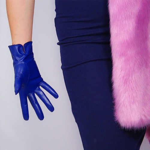 Women's Black Real Leather Gloves Short Wrist Winter Warm TECH Genuine Lambskin - Picture 45 of 72