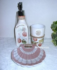 Beachy Bathroom Accessories Set - 3 Pc Resin  Message In a Bottle Lost At Sea