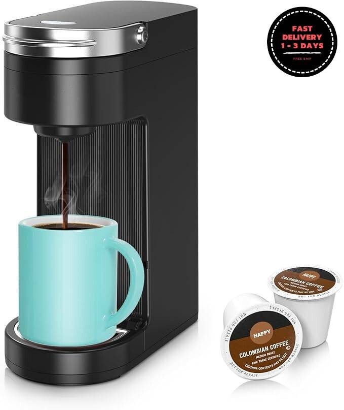 Cafetera compacta 2 en 1 para una sola taza de café y café molido, minimáquina.