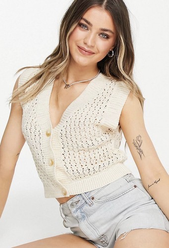 ASOS | NEW White Crochet Tank w/ Button Placket - Size 12