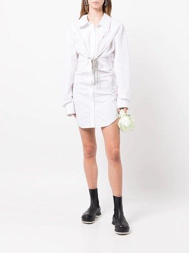 Alexander Wang Athena Twist Front Off Shoulder Dress W/ Crystal Bow Ties 0 - 第 6/19 張圖片