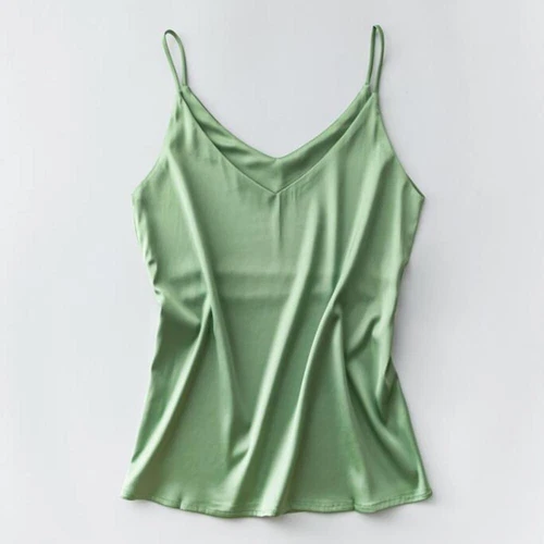 Women Silk Satin Tank Cami Plain Sleeveless Strappy Camisole Vest Casual Tops - Picture 14 of 35