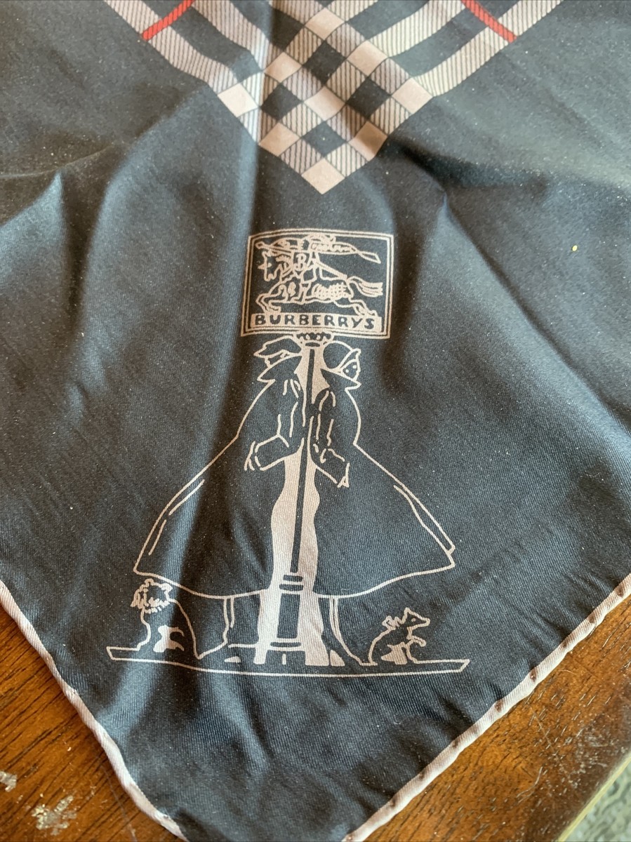 スカーフ Burberry FW25 SS LG VTG RVS SILK SY (8088136 A2021) Vintage Burberry Silk Check Plaid Blue Scarf 30” x 30