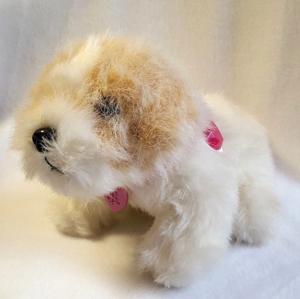 Barbies Dog Plush Pet Light Up Heart Pink Tag Interactive Barks Whimpers 8"   - Image 3 of 4