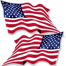 6x11 inch Set of 2: LARGE Waving American Fla...