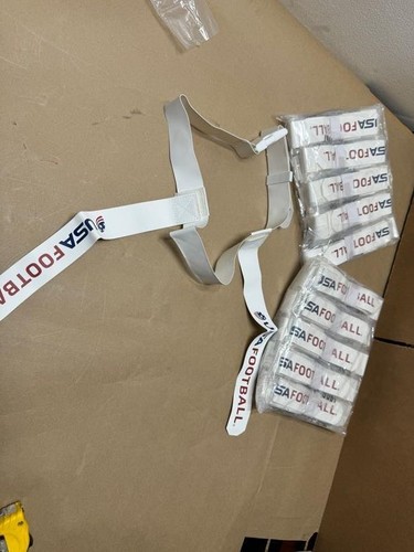 20 Pack Set Official USA Flag Football Adjustable Belts & Flags Youth Kids White - Picture 2 of 3