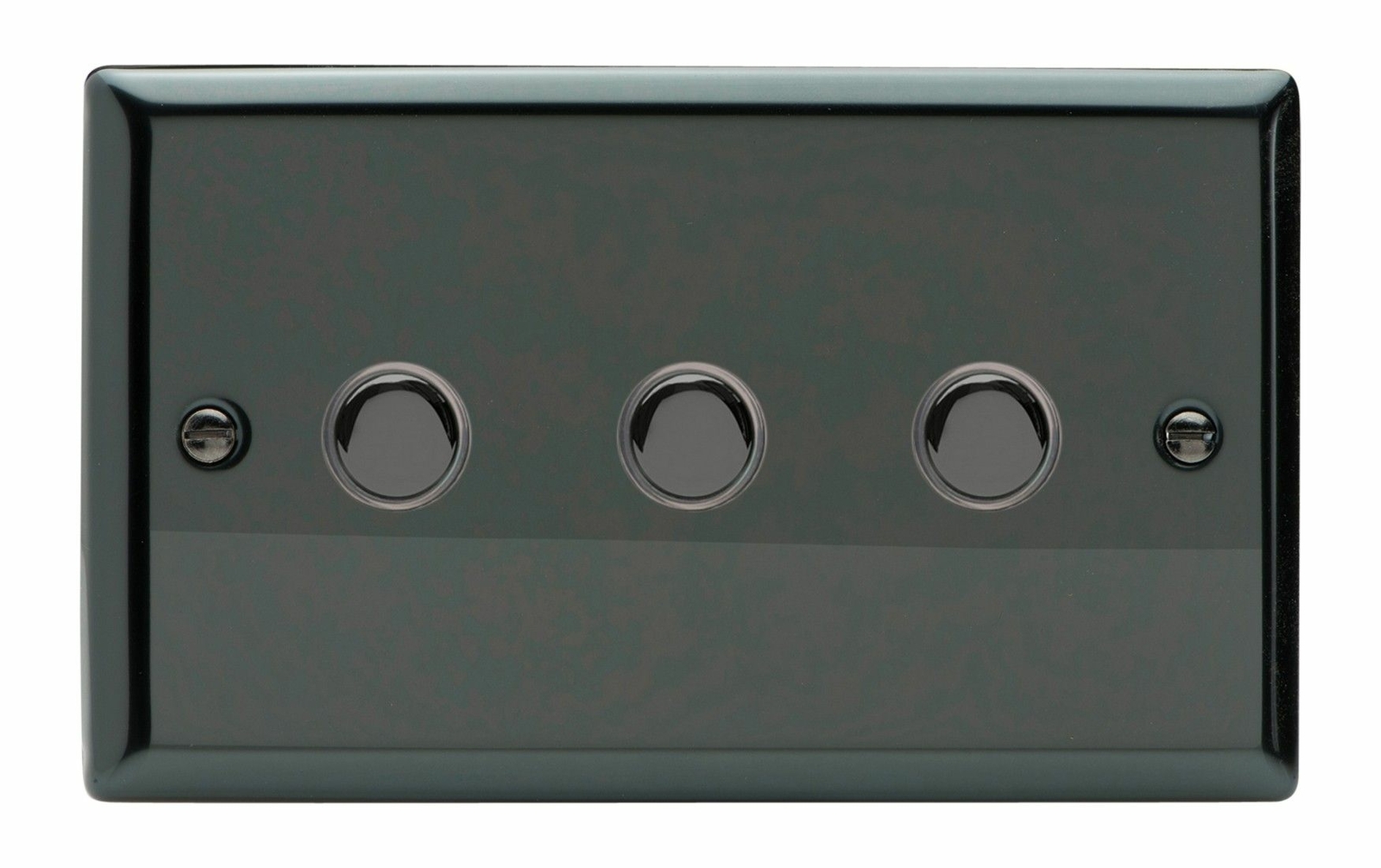 Varilight XIM3 Iridium Black 3 Gang 6A 1 or 2 Way Push-On/Off Impulse Switch