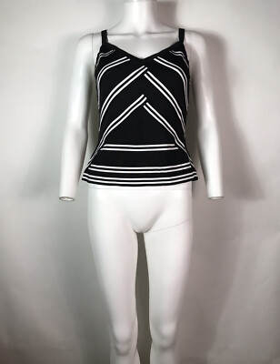Vtg Christian Dior by John Galliano Black Chevron Pattern Tank Top