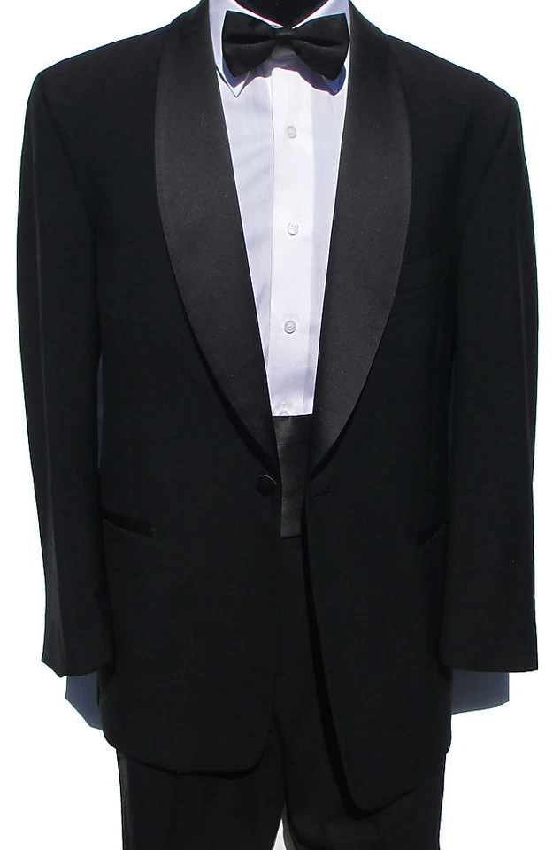 41S Mens Classic Black 1 Button Shawl Tuxedo Package Prom Wedding Formal Evening - Image 2 of 3
