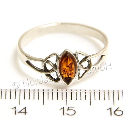 Bernstein Ring keltisch celtic Sterling-Silber verschiedene Größen 56-60 K267