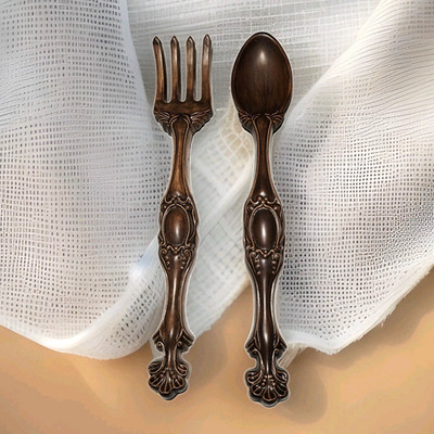 Arnels Ceramic Spoon & Fork Kitchen Wall Hanging Signed 16'' Hand Painted Vtg