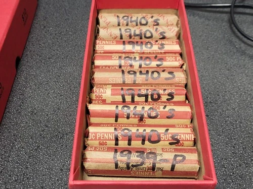 3 Pounds - 95% Copper Lot (9 rolls) Wheat Cent 1939-1947 PDS Good Mix FREE SHIP