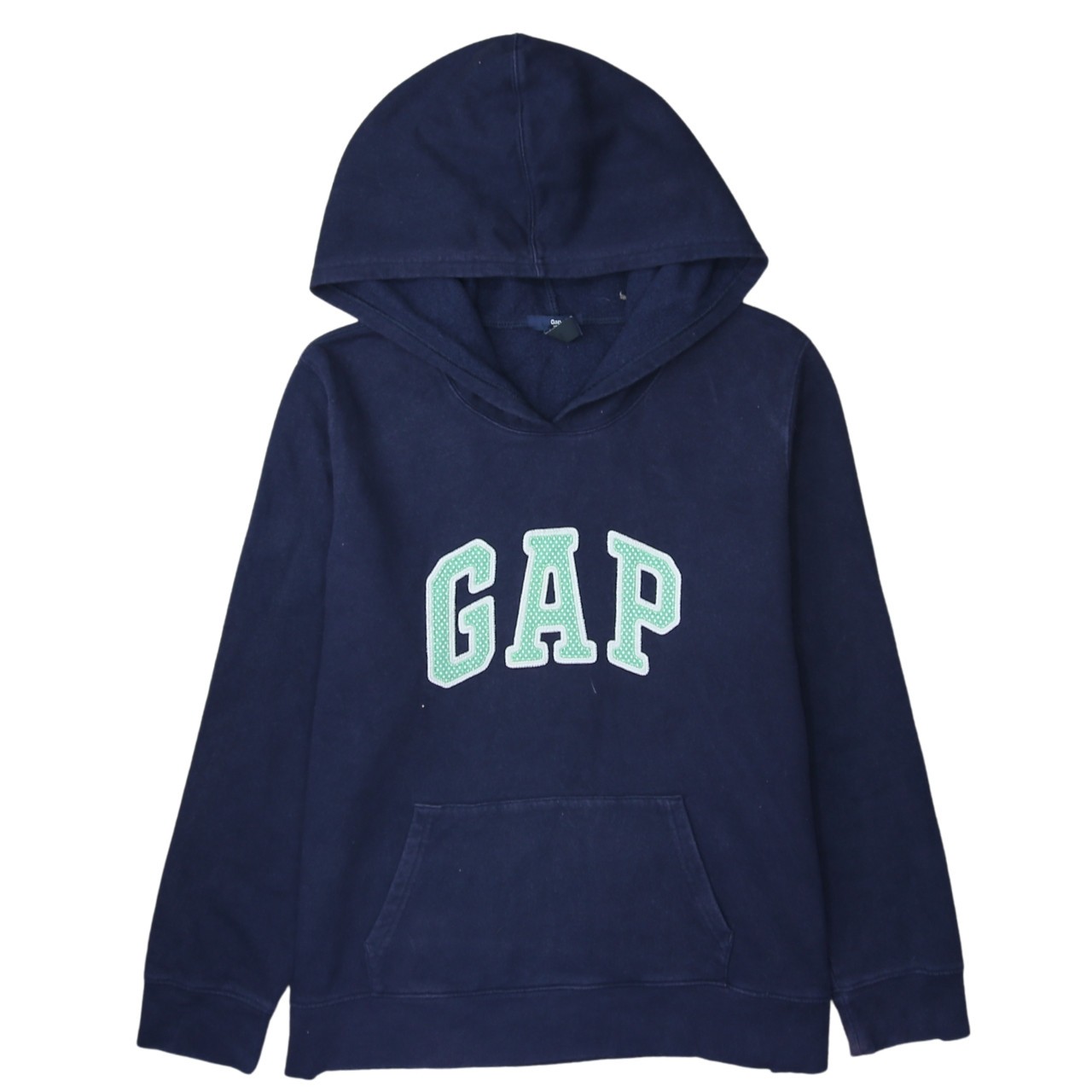 Gap Mens Hoodie Navy Blue Fleece Pullover Embroidered Logo Kangaroo Pocket XL
