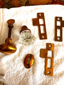 LOT VTG ARCHITECTURAL BRASS Mortise Plates Hinges MAGIC MIRROR PeepHole cover