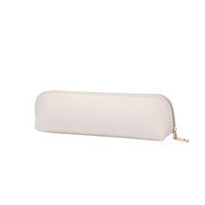 Faux leather Pencil Case Simple color Bag Zipper lightweight Storage BeigeFau...