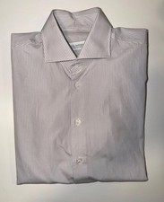 Luca Avitabile Handmade Bespoke Shirt Loro Piana Light Brown Strip Size 16"