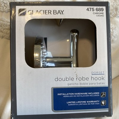 NOS Glacier Bay DORSET Chrome Double Robe Hook # 475 689 SEALED w/Hardware NEW