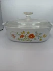 Vintage Corning Ware Wildflower (A-2-B) 2 Quart Casserole Dish with Pyrex Lid