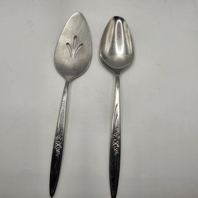 1847 Rogers Bros Floral Ice Serving Set Slotted Spoon Pie Server Vintage Set 2