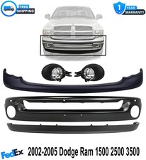 Front Bumper Primed Fog Lights Kit For 2002-2005 Dodge Ram 1500 2500 3500