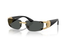 Versace Medusa Sunglasses Black Gold Rimless Rectangle Unisex Luxury Shades