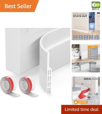Flexible Silicone Draft Stopper for Doors - 39'' L, 2 Pack Energy Efficient Seal