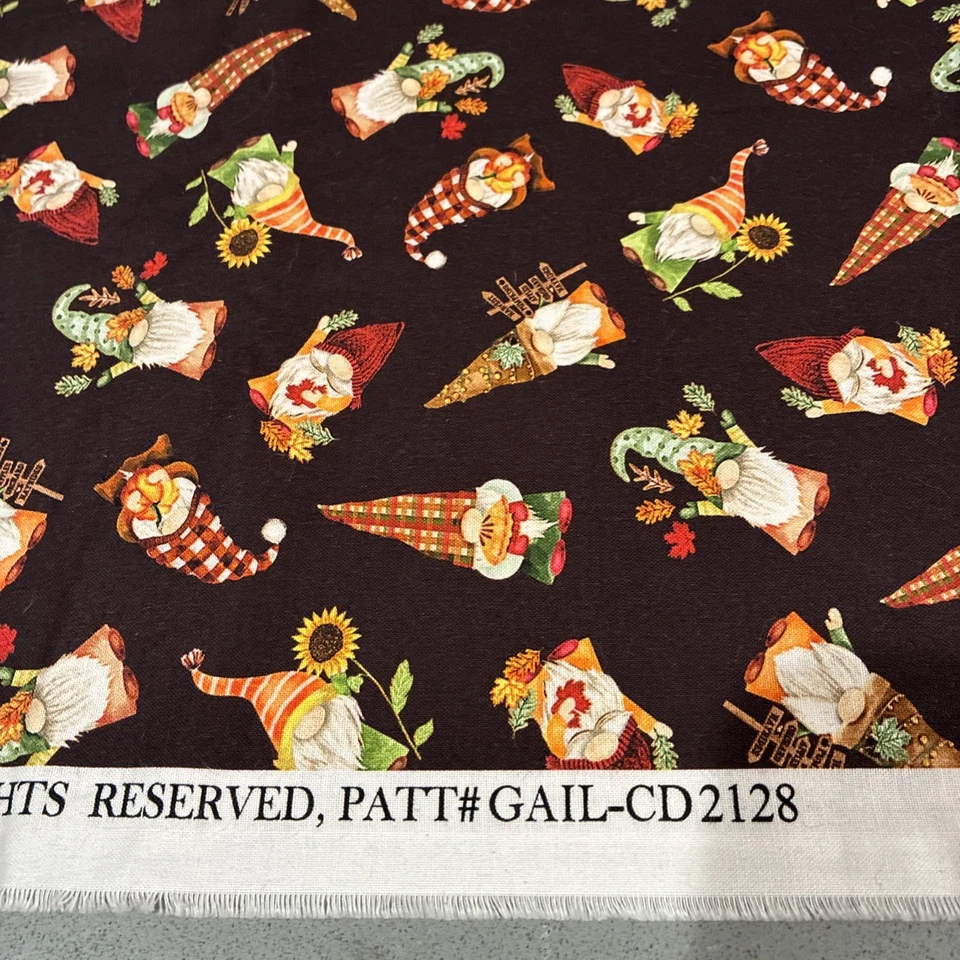 Tela Timeless Treasures Fall Kimmel Patt #GAIL CD2128 tela gnomo marrón 52x44 Foto 4 de 4