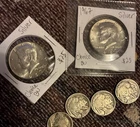 (2) 1967 Silver Kennedy Half’s W/ 4 Bonus Buffalo Nickels C8