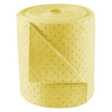 Condor Sorbent Roll, 20 gal, 15 in x 150 ft, Harsh Chemicals, Yellow,