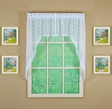 , Priscilla Lace Bridal 38", 60" W x 38" L Swag 60"W x 38"L (Pack of 1) White