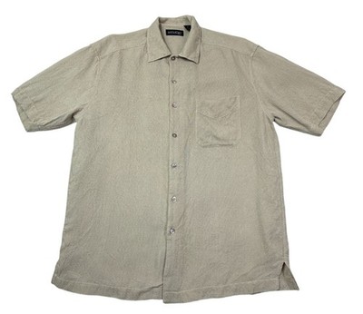 ANTHOLOGY Button Up Shirt 100% Silk Tight Knit Pocket Mens Size M