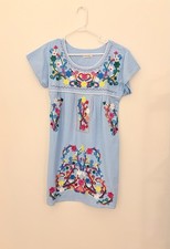 YZXDORWJ Embroidered Dress Mexican Style Women’s Size M Blue Relaxed Fit Mini