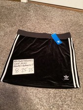 NWT Adidas 3 Stripe Black Velour Skirt DV2628 Women s Sz L FREE SHIPPING
