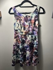 Jessica Simpson Skater Dress 4 Floral Watercolor Motif Aline y2k Cocktail Casual