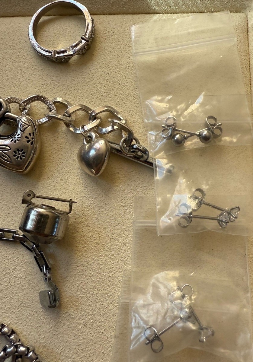 Estate find Vintage Silver Tone Jewelry Lot View 5