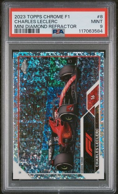 2023 Topps Chrome F1 Charles Leclerc Mini Diamond Refractor # 007 /299 PSA 9